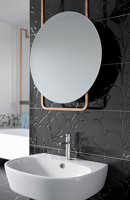 Strukturalne płytki dekoracyjne na ścianę do łazienki - czarne, białe - ...