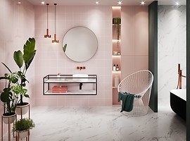 Różowe pastelowe płytki do łazienki - ścienne, podłogowe - MONOBLOCK PASTELS