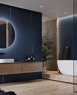 łazienka z lustrem na całą ścianę