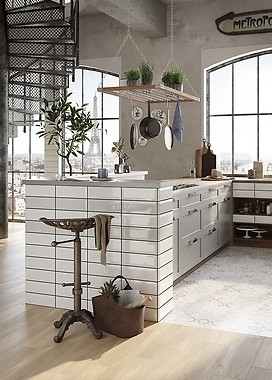 Cegiełkowe płytki do retro kuchni