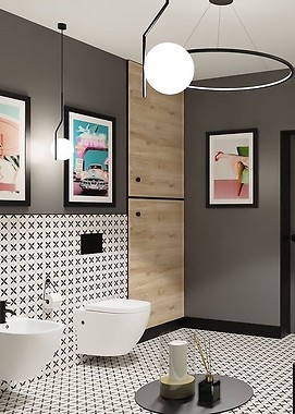 Łazienka eklektyczna w modernistycznym stylu