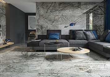 Płytki imitujące marmur – oryginalny pomysł na podłogę w salonie