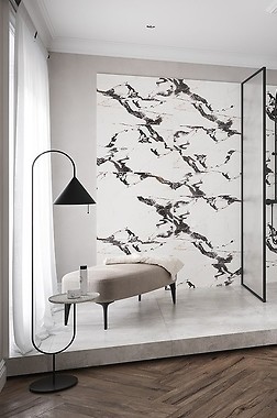 Połączenie białego i czarnego marmuru w łazience