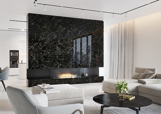 Ponadczasowa elegancja, czyli marmurowa ściana w salonie