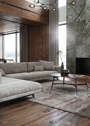 Ponadczasowa elegancja, czyli marmurowa ściana w salonie