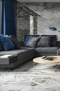 Ponadczasowa elegancja, czyli marmurowa ściana w salonie