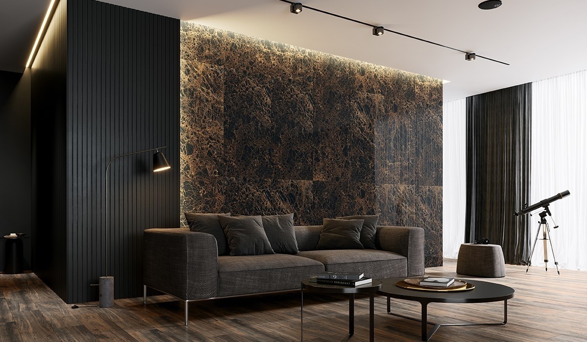Ponadczasowa elegancja, czyli marmurowa ściana w salonie