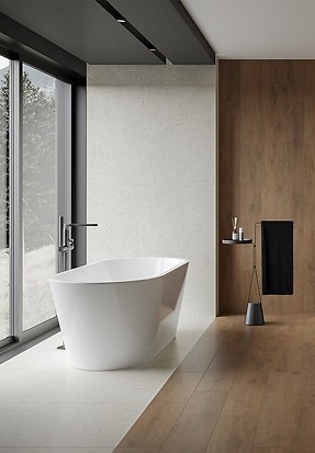 Połączenie drewna i betonu w łazience 12