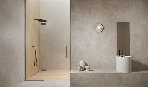 Połączenie drewna i betonu w łazience 13