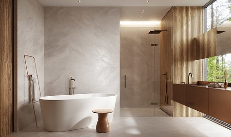 Połączenie drewna i betonu w łazience 18