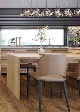 Aranżacja kuchni z białą cegłą na ścianie