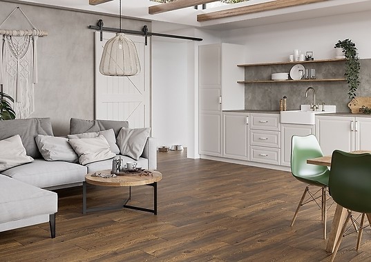 Aranżacja kuchni z białą cegłą na ścianie