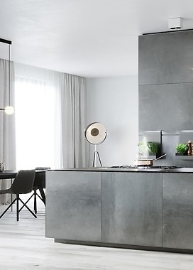 Aranżacja salonu z betonem na ścianie