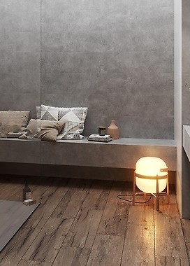 Aranżacja salonu z betonem na ścianie