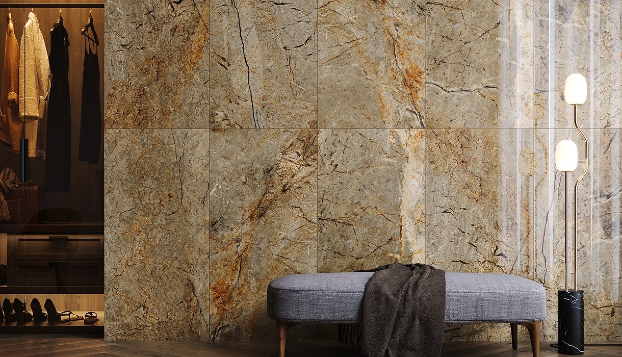 Nowoczesne beżowe płytki na ścianę i podłogę - imitacja betonu - VULCANIC DUST