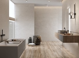 Beżowe płytki łazienkowe na ścianę i podłogę - mozaika - KEEP CALM