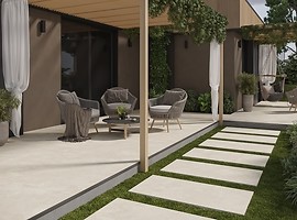 Beżowe płyty imitujące beton do ogrodu, na balkon i taras - QUENOS 2.0 BEIGE